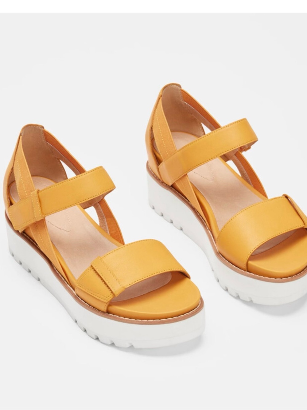 Eileen Fisher Yellow Leather Wedge Sandals